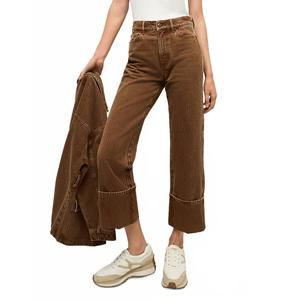 NEW VERONICA BEARD dylan cuffed straight-leg pant in deep ochre